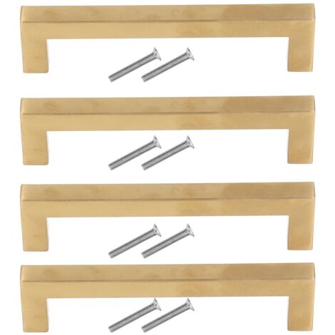 4 Sets Cabinet Door Handle Golden Stainless Steel Wardrobe Handles Replacement Kitchen Cupboard Pull12x12x160mm (1/5)