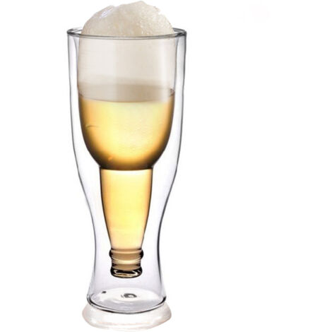 Beer Glass Double Wall Keep Beer Cold Beautiful Unique Insulated Beer Glasses for Home Bar (1/5)