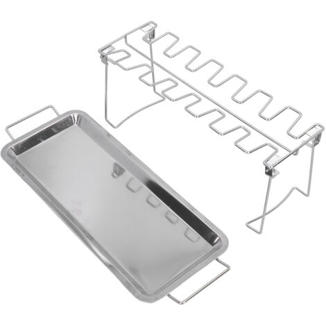 Chicken Wing Leg Rack Stainless Steel Foldable BBQ Rack Portable Grill Holder for Outdoor (1/5)