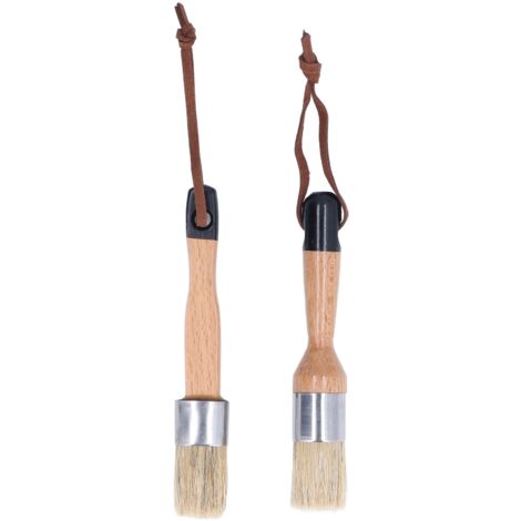 2PCS Furniture Paint Brush with Wooden Handle Home Decoration Painting Waxing Bristle Brush