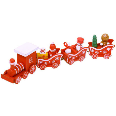 Christmas Wooden Four Section Small Train Christmas Tree Decoration The Perfect Xmas Themed Toy Gift (1/4)