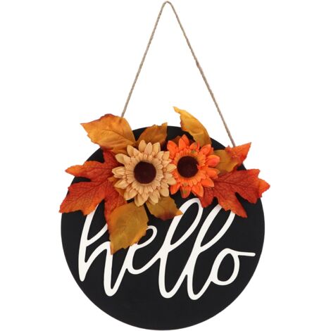 Thanksgiving Wreath Wooden Sign Door Hanging Welcome Sign Wreath Listing Home DecorationMaple Leaf Sunflower
