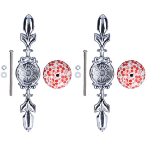 2pcs/set Ceramic Cabinet Handle Modern Simple Style Hand Painted Ceramic Cabinet Knobs1060D Red Flower Blue and White Porcelain (1/5)