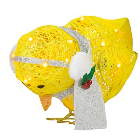 Chick with Scarf Decor Lights Yellow Chick Flat Garden Sculpture Chick Ornaments for Lawn Yard Christmas Holiday Decorations (1/5)