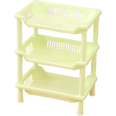 3 Layers Bathroom Standing Shelf Bathroom Stand PP Land Installation Bathroom Rack Storage Shelves for Bathroom KitchenGreen Tetragonum (1/2)