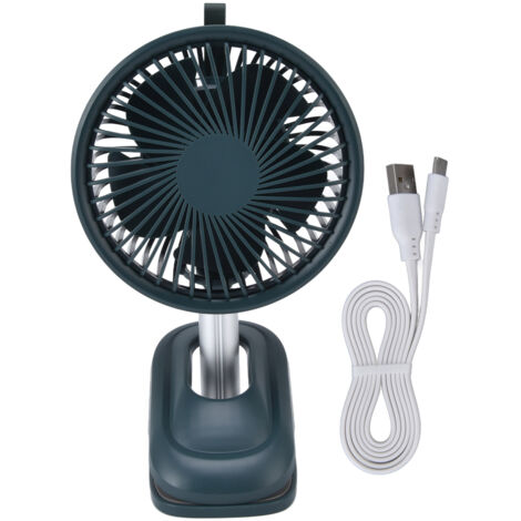 Clip On Fan 360 Degrees Adjustment Clip On USB Charging 3 Speed Modes Strong Airflow Sturdy Clamp Small Desk Fan Green (1/5)