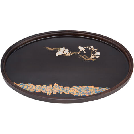 Bamboo Tea Tray Japanese Simple Novel Beautiful Resin Walnut Tea Tray for Home UseOval S (1/5)