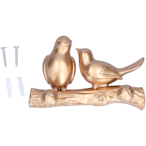 Coat Hook Resin Bird Key Hanger Wall Mounted Hat Towel Bag Hanger for Home Living Room KitchenGold (1/5)