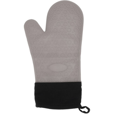 Silicone Oven Mitts Non Slip Kitchen Baking Gloves High Temperature Resistant 2 Fingers Long Gray (1/5)