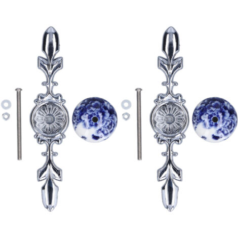 2pcs/set Ceramic Cabinet Handle Modern Simple Style Hand Painted Ceramic Cabinet Knobs1060D Peony Blue and White Porcelain (1/5)