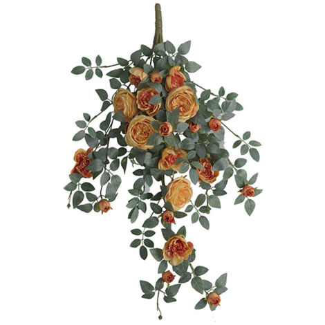 Door Head Cover Decoration Fake Rose Vine Window Landscaping Simulation 22 Head Austin Rose Wall Hanging Flowers (1/5)