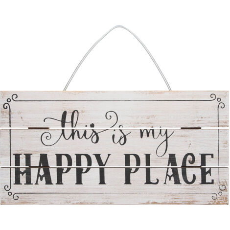 Decorative Wooden Sign Novel Waterproof Table Sign Hanging Decoration with Happy Place for Courtyard (1/5)