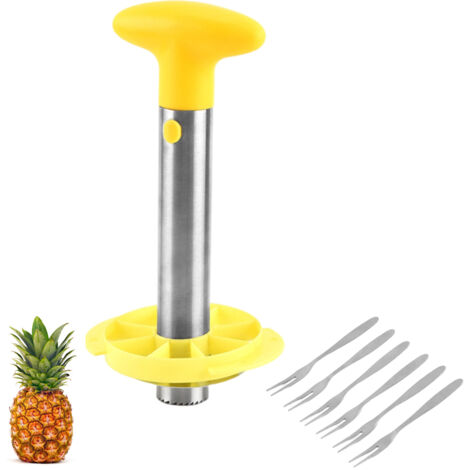 Kitchen Pineapple Corer and Slicing Tool Stainless Steel Pineapple Cutter with Forks for Easy Core Removal Slicing (1/5)