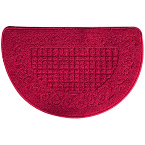 Half Circle Doormat Semicircle Floor Mat Dust Trap Polyester Fiber Strong Absorption Anti Slip for Outdoor Indoor Dark Red 48x78cm / 18.9x30.7in (1/5)