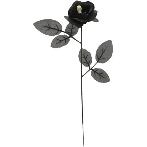 Artificial Rose Lifelike Decorative Bendable Fake Flower With Skull Head for Halloween Party Black (1/5)