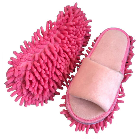 Floor Slippers Lazy Open Toed Mop Slipper Home Use Soft Pure Color Cleaning Slipper Pink M 39-41 (1/5)