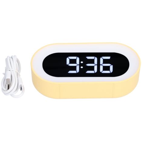 Night Light Alarm Clock LED Digital Display Music Alarm Clock Perpetual Calendar Clock with Memory FunctionYellow (1/5)