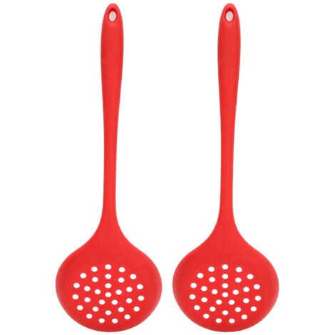 2Pcs Silicone Slotted Spoon Multifunction Soft Food Grade Silicone High Temperature Resistant Kitchen Ladle Strainer (1/5)