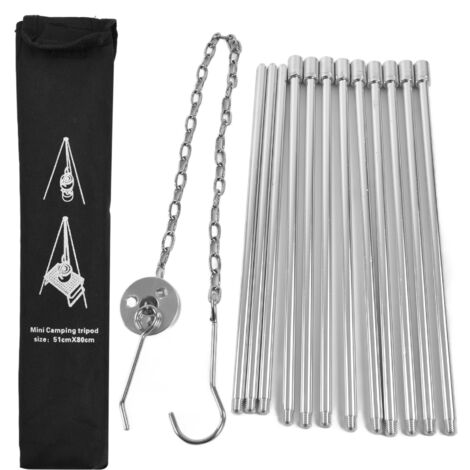 4 Section Campfire Tripod Portable Aluminum Alloy Hanging Pot Tripod for Outdoor (1/5)