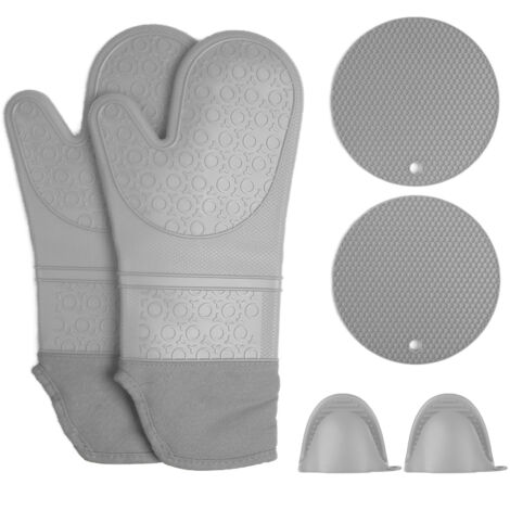Insulation Gloves Thickened Silicone Barbecue Microwave Oven Anti Scalding Glove for Kitchen Baking CookingGray (1/5)