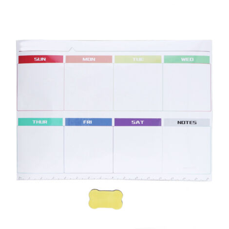 Weekly Calendar Self Adhesive Reusable Weekly Dry Erase Board Paste with Eraser for Home Wall Fridge (1/5)