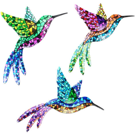 3Pcs Metal Hummingbird Wall Art Colorful Birds Sculpture Hanging Wall Decor for Indoor Outdoor Home Bedroom Office Patio Yard Garden (1/5)
