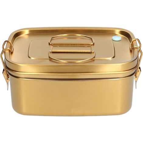 1.5L 2 Layer Lunch Box Portable Leakproof 304 Stainless Steel Bento Food Container Dinnerware for Home OfficeGold (1/5)