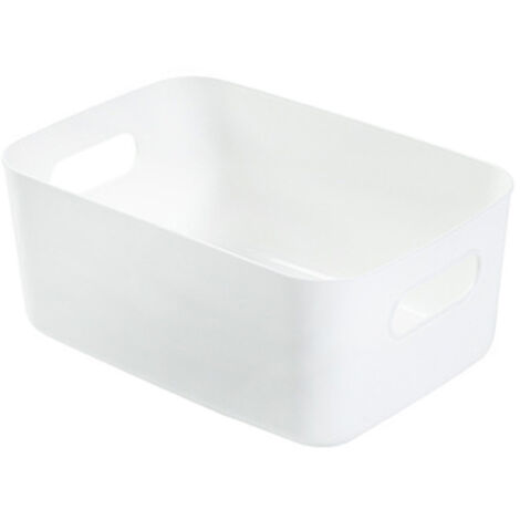 Desktop Storage Basket PP Cosmetic Storages Box Desktops Sundries Organizer with Handle for HouseholdMedium White (1/2)
