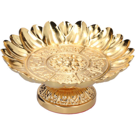 Fruit Tray Retro Style Flat Glossy Durable Alloy Decorative Plate for Temples Sacrifices Home Decoration (1/5)