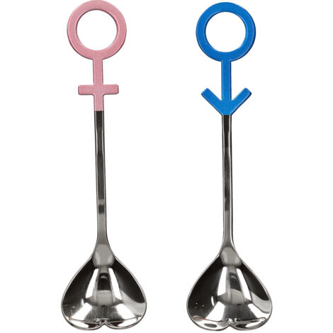 Innovative Heart Shaped Couple Spoon 304 Stainless Steel Spoon for Kitchen Home RestaurantBlue Pink Silver (1/5)
