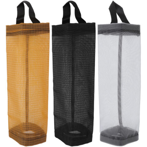 Grocery Bag Holder Large Capacity Durable Polyester Transparent Space Saving Trash Bag Holder for Home Kitchen Yellow (1/5)