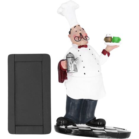 Resin Mustache Chef Figurine Fashion Small Ornaments Message Board Food Shop Hotel Decorations (1/5)