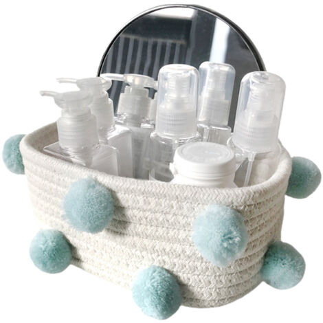 Cotton Rope Knitting With Fur Ball Storage Basket Snacks Keys Sundries Basket (1/5)