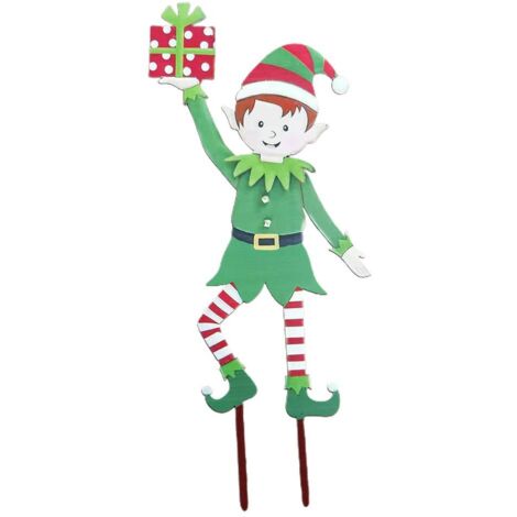 Christmas Elf Garden Stake Christmas Metal Gnome Yard Stake Wrought Iron Elf Ornament Yard Signs Decor Outdoor Holiday Decoration (1/5)