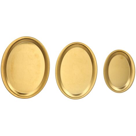 3pcs Stainless Steel Dessert Tray Mirror Polishing Process Snack Jewelry Display TrayGold (1/5)