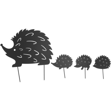 4Pcs Metal Hedgehog Decorative Garden Stakes Cute Animal Hollow Design Patio Cute Iron Art Hedgehog Decoration for Garden (1/5)