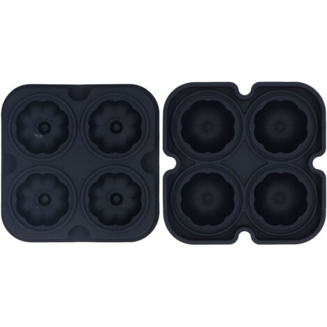 Pumpkin Ice Ball Mold 3D Pumpkin Shape Food Grade Silicone 4 Cells Easy Release Whiskey Ice Mold for Coffee Tea Cocktail Black (1/5)