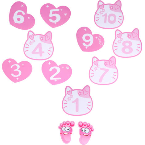 Removable 10 Number Hopscotch Stickers Children Room Floor Decoration Pink Cartoon Number Hopscotch Footprints Stickers (1/5)
