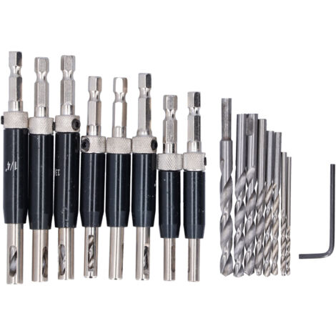 17pcs Hinge Drills Set Self Centering Door Drill Bit Kit with Hex Wrench for Woodworking (1/5)