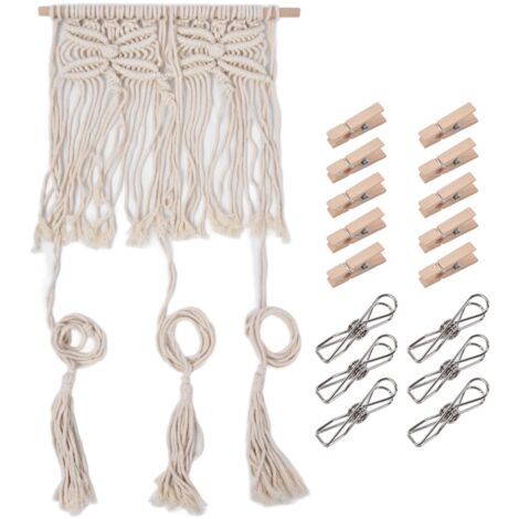 Boho Hat Wall Hanging Rack Cotton Rope Woven Bohemian Caps Holder for Home Office StudioType A (1/5)