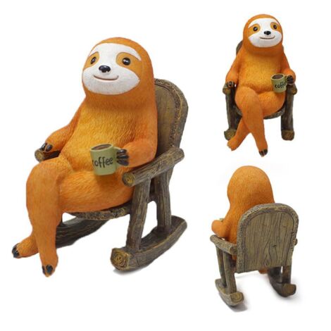 Animal Figurine Sloth on Rocking Chair Resin Miniature Ornament Flower Pot Desktop Garden Home Decoration Resin Crafts (1/5)