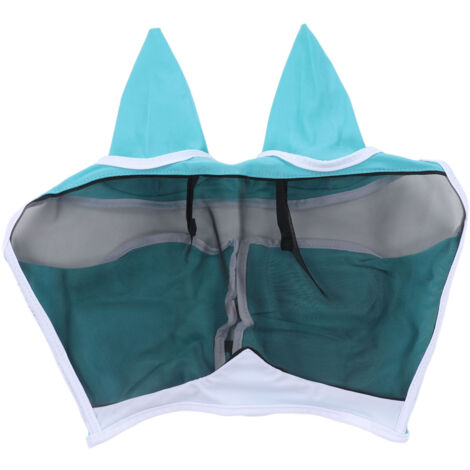 Horse Fly Mask Breathable Comfortable Soft Fine Mesh Design Horse Face Mask Horse Supplies with Ears Blue