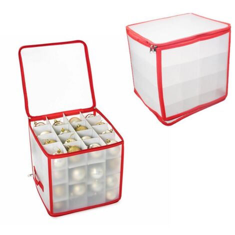 Clear Storage Box for Christmas Tree Baubles PVC Folding Christmas Decorations Storage Box for Up to 64 Christmas Baubles (1/5)