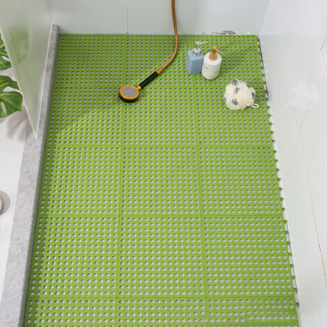 10PCS Suction Cup Floor Mats Anti Slip Plastic Mosaic Bath Mat for Kitchen Bathroom Green (1/5)