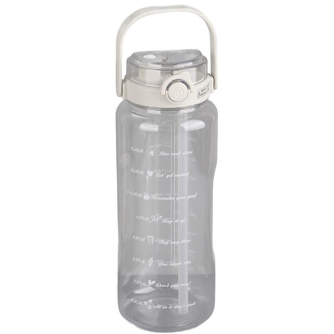 Large Water Bottle 2 Drinking Methods PC PP Material Clear Scale Portable Matte Large Water Jug with Straw for FitnessWhite 2000ml (1/5)