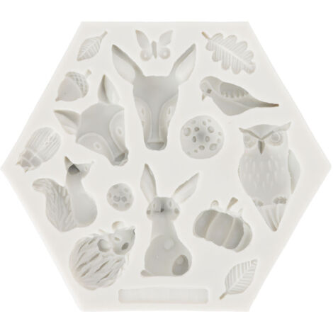 Silicone Mold Cute Animal Shape Easy Demoulding Flexible Soft Baking Mold for DIY Cake Fondant Chocolate 952 Grey (1/5)