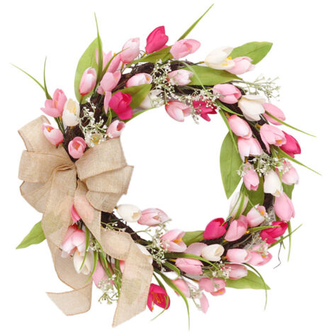 Tulip Wreath Tulip Decorative Wreath Artificial Tulip Wreath Decorative Flower Wreath (1/5)