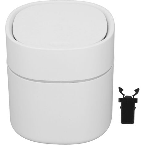 Mini Desktop Trash Can Debris Storage Cleaning Can with Lid for Coffee Table Dressing Table Desktop Countertop White (1/5)