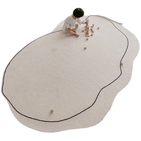Carpet Simple Thickened Densified Odorless Machine Washable Area Rug for Living Room Irregular Shape Milky White 60x120cm/23.6x47.2in (1/5)