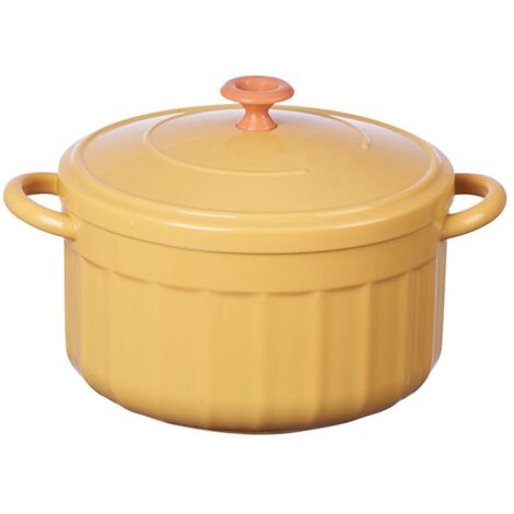 Noodles Bowl with Lid Binaural Noodles Bowl Home Dorm Student Covered Bowl Large Yellow (1/5)